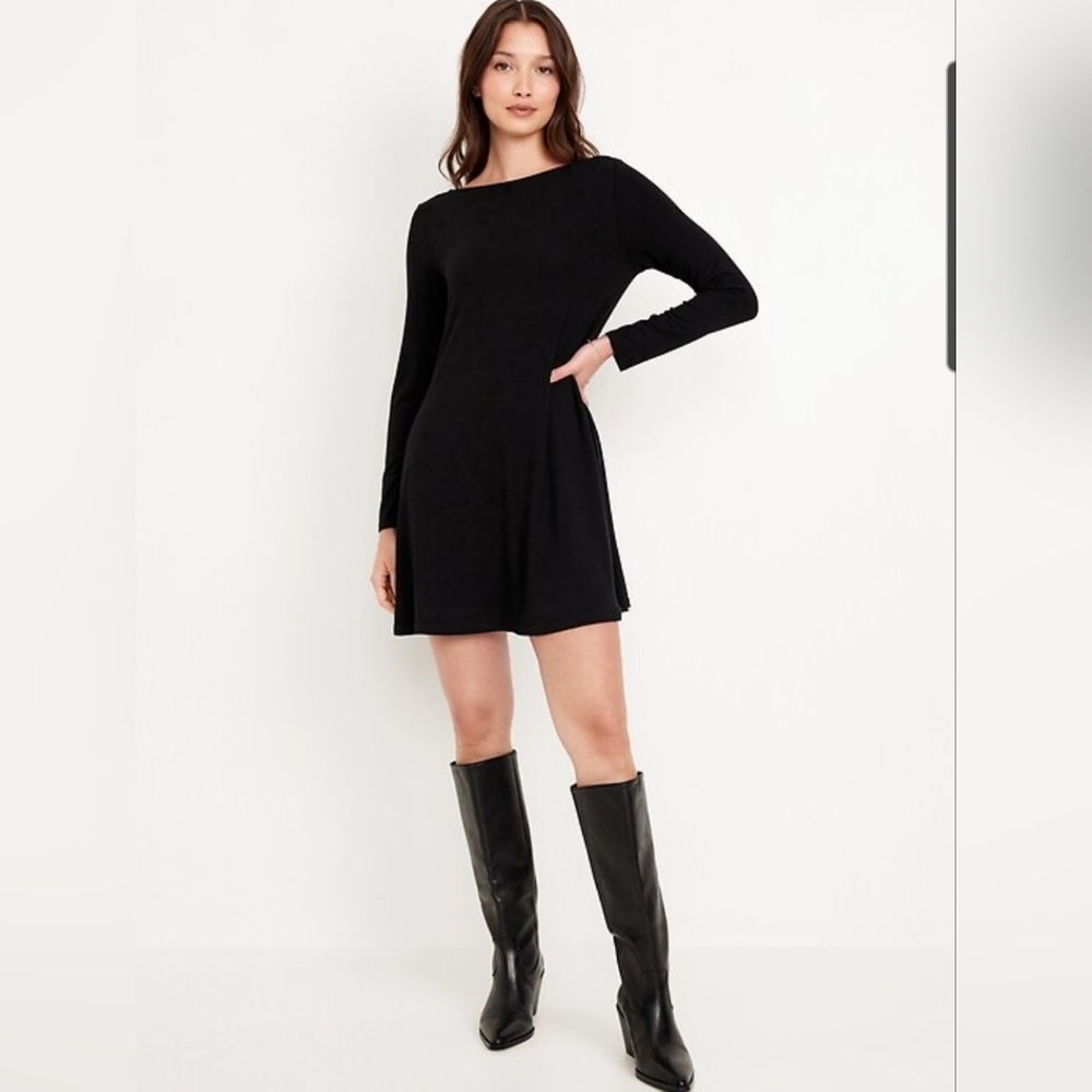 Old Navy Black & Navy Mini Swing Dress